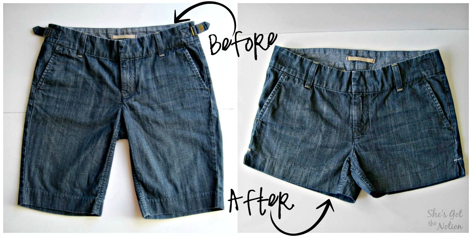 Quick Sew Tutorial How to turn Bermuda Shorts into Shorts She's Got